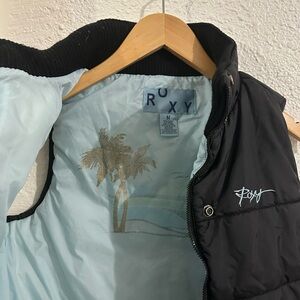Roxy Black and Light Blue Quilted Vest